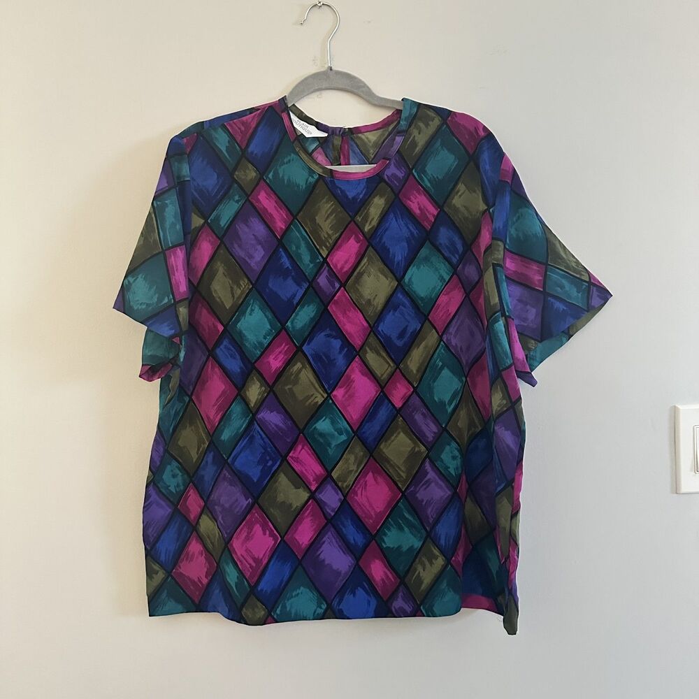 Blair Boutique Vintage Multicolor Geometric Blouse – XL